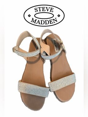 STEVE MADDEN Nude Rhinestone Ankle-Strap Sandals